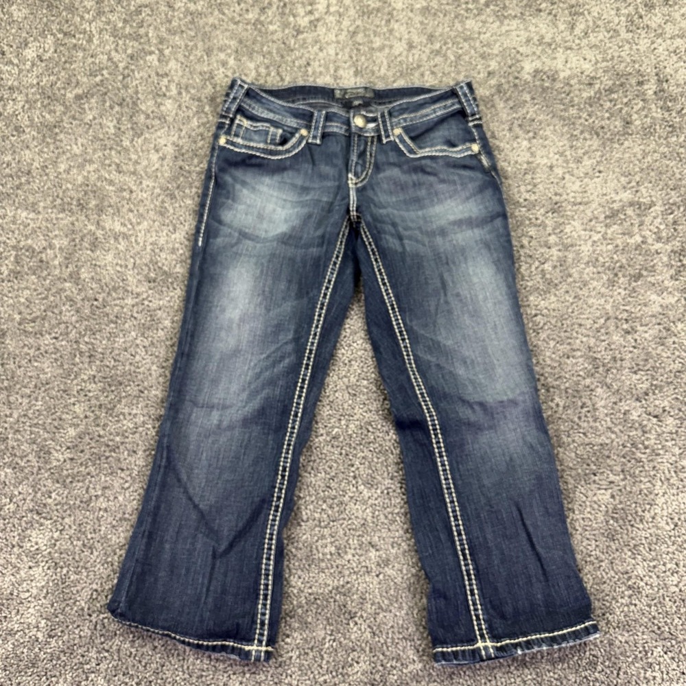 Silver Jeans Womens 28 Blue Aiko Capri Denim Medium Wash Pockets Casual